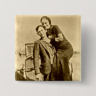 Badge Carré 5 Cm Mignon et Clyde - la bande de brouette