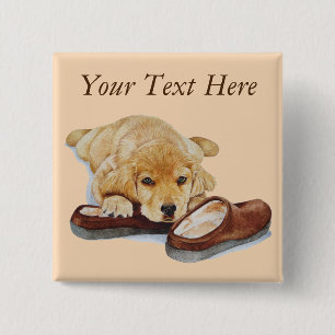 Badge Carré 5 Cm mignonne chiot récupérateur chien bouddling pantou