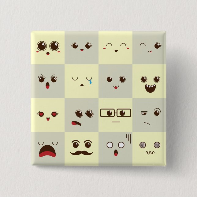 Badge Carré 5 Cm Mignonne face (Devant)