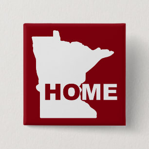 Badge Carré 5 Cm Minnesota Accueil Loin De L'Étiquette Bouton D'Éta