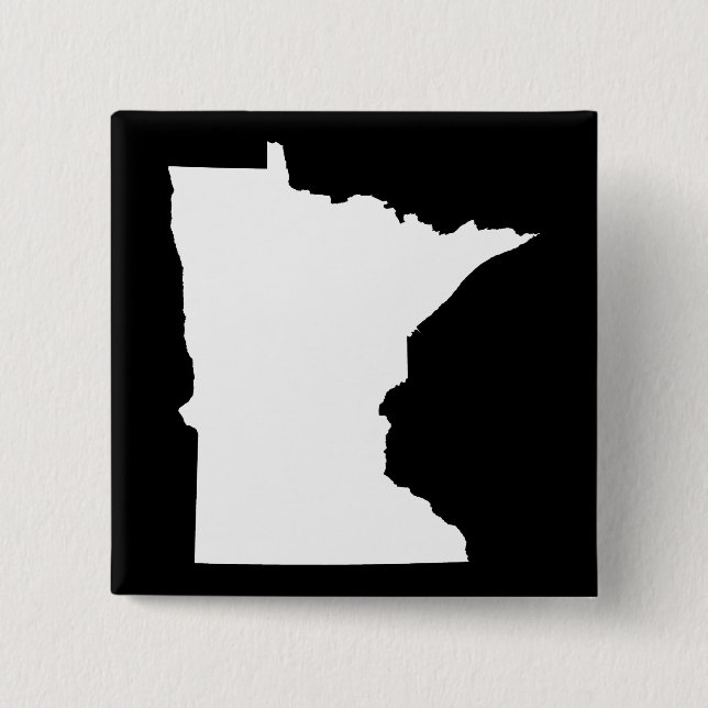 Badge Carré 5 Cm Minnesota en blanc et noir (Devant)