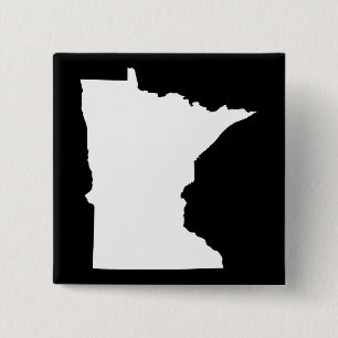 Badge Carré 5 Cm Minnesota en blanc et noir