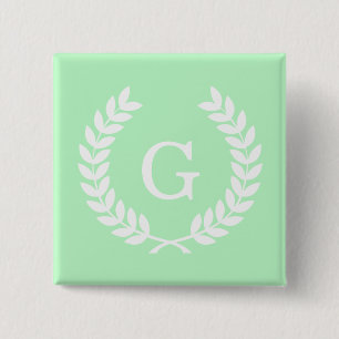 Badge Carré 5 Cm Mint White Wheat Laurel Wreath
