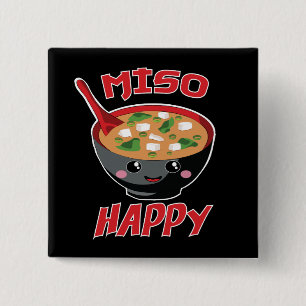 Badge Carré 5 Cm Miso Happy Funny Food Kawaii