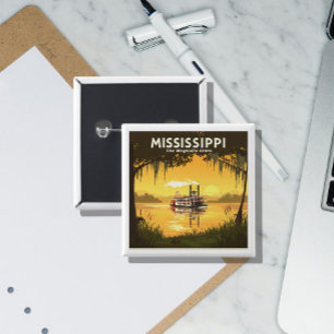 Badge Carré 5 Cm Mississippi vintage