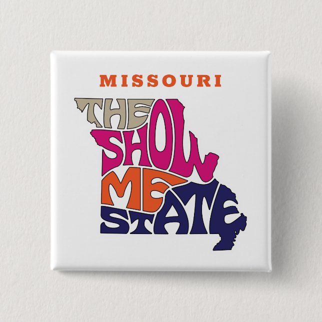 Badge Carré 5 Cm Missouri State Surnom Word Art (Devant)