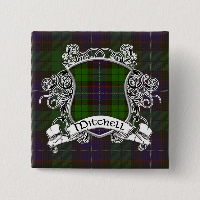 Badge Carré 5 Cm Mitchell Bouclier Tartan (Devant)