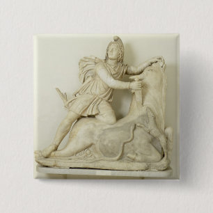 Badge Carré 5 Cm Mithras sacrifiant Taureau, soulagement de marbre,