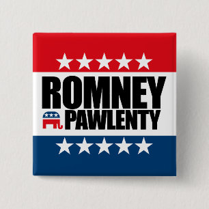 Badge Carré 5 Cm Mitt Romney Tim Pawlenty 2012