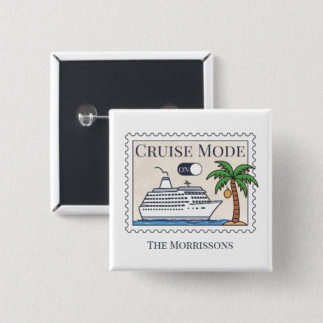 Badge Carré 5 Cm Mode Croisière Sur Personnalisé (Devant & derrière)