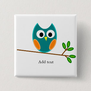 Badge Carré 5 Cm Modèle de hibou,