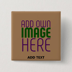 BADGE CARRÉ 5 CM MODÈLE DE TEXTE D'IMAGE BROWN SIMPLE MODERNE