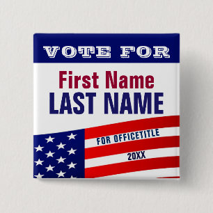 Badge Carré 5 Cm Modèle fait sur commande de bouton de campagne