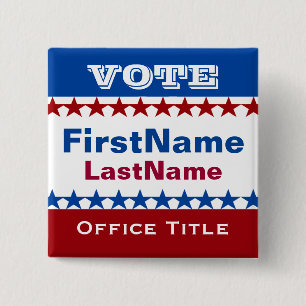 Badge Carré 5 Cm Modèle fait sur commande de campagne