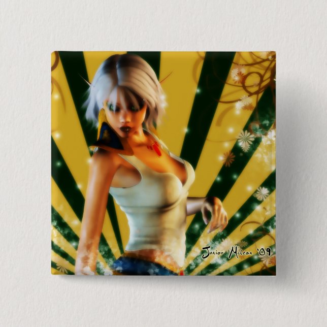 Badge Carré 5 Cm Modèle féerique (Devant)