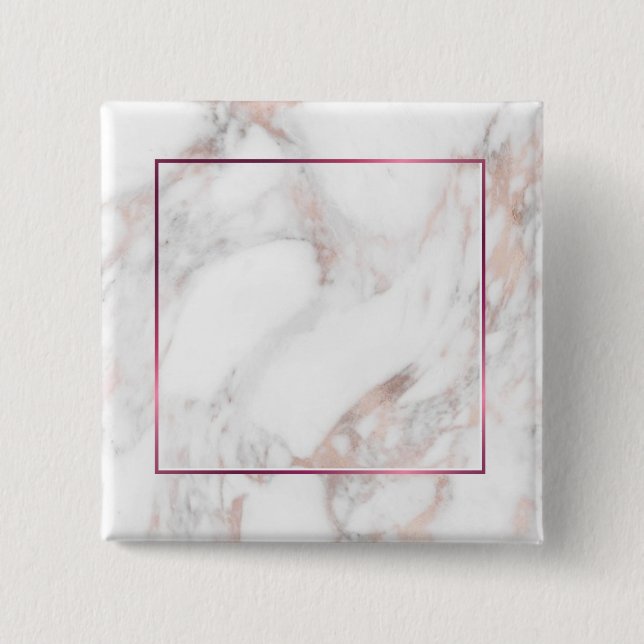 Badge Carré 5 Cm Modèle personnalisé élégant en marbre doré rose vi (Devant)