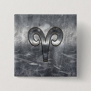 Badge Carré 5 Cm Modern Aries Zodiac Sign Grunge Distressed Style
