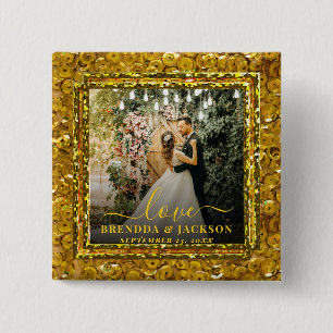 Badge Carré 5 Cm Modern LOVE Photo Collage Saint Valentin