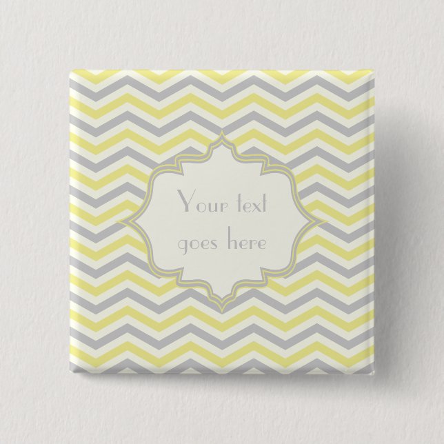 Badge Carré 5 Cm Modern yellow, grey, ivory chevron pattern custom (Devant)