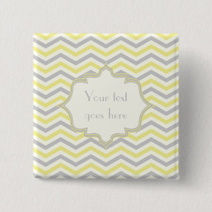 Badge Carré 5 Cm Modern yellow, grey, ivory chevron pattern custom