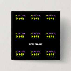 BADGE CARRÉ 5 CM MODERNE ET MODERNE PERSONNALISABLE NOIR VÉRIFIÉ