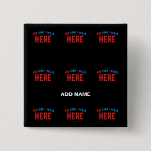 BADGE CARRÉ 5 CM MODERNE ET MODERNE PERSONNALISABLE NOIR VÉRIFIÉ