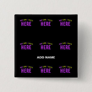 BADGE CARRÉ 5 CM MODERNE ET MODERNE PERSONNALISABLE NOIR VÉRIFIÉ