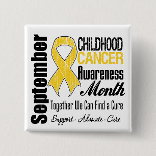 Badge Carré 5 Cm Mois de conscience de Cancer d'enfance de