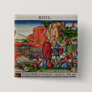 Badge Carré 5 Cm Moïse traversant la Mer Rouge