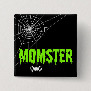 Badge Carré 5 Cm Momster Lime Green Driver Police Spider Web