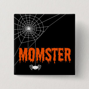 Badge Carré 5 Cm Momster Orange Driving Police Spider Web