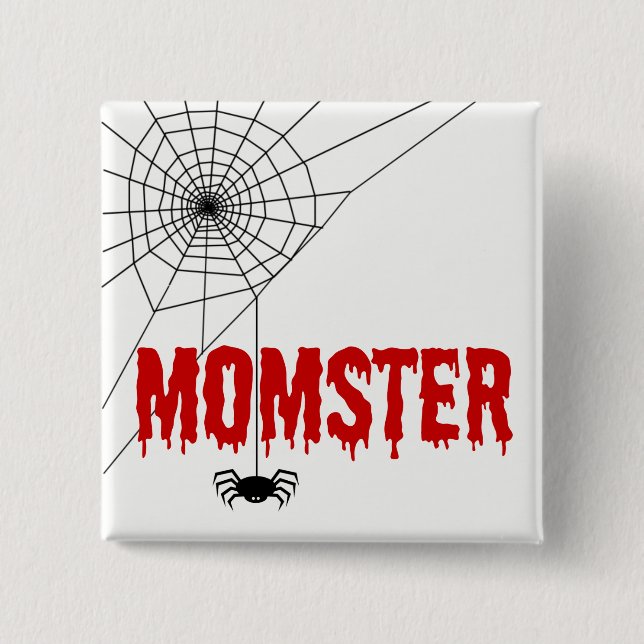 Badge Carré 5 Cm Momster Red Driving Police Spider Web (Devant)