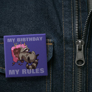 Badge Carré 5 Cm Mon Anniversaire Mes Règles Gâteau Dessin Animé Ra
