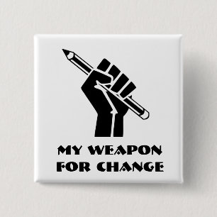 Badge Carré 5 Cm Mon arme pour le changement