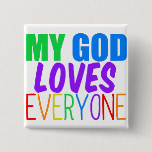 Badge Carré 5 Cm Mon Dieu aime chacun