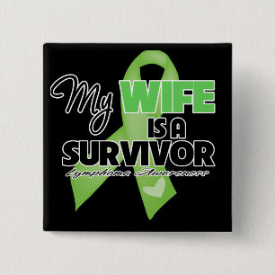 Badge Carré 5 Cm Mon épouse est une survivante - lymphome