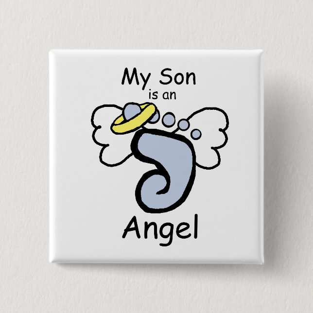 Badge Carré 5 Cm Mon fils est un Pin d'ange (Devant)