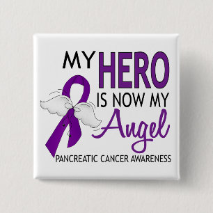 Badge Carré 5 Cm Mon héros est mon Cancer pancréatique d'ange