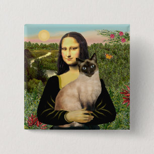 Badge Carré 5 Cm Mona Lisa - Chat siamois point seal