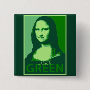 Badge Carré 5 Cm Mona Lisa est verte