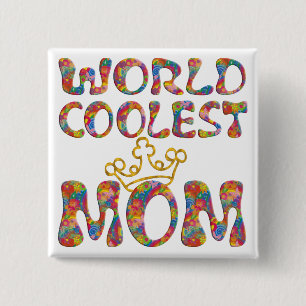 Badge Carré 5 Cm Monde Coolest Maman
