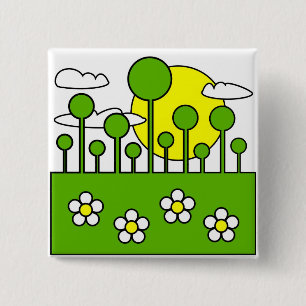 Badge Carré 5 Cm Monde vert