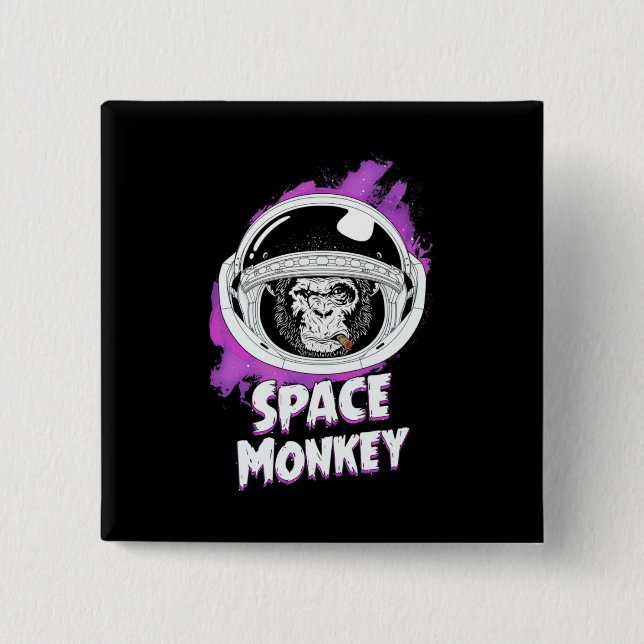 Badge Carré 5 Cm Monkey Space (Devant)