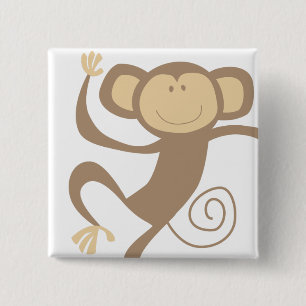 Badge Carré 5 Cm Monkeying autour le bouton carré