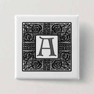 Badge Carré 5 Cm Monogramme "A" Celtique Argent