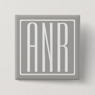 Badge Carré 5 Cm Monogramme initial Blanc sur gris clair