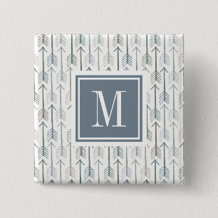 Badge Carré 5 Cm Monogramme   Motif de flèches d'aquarelle