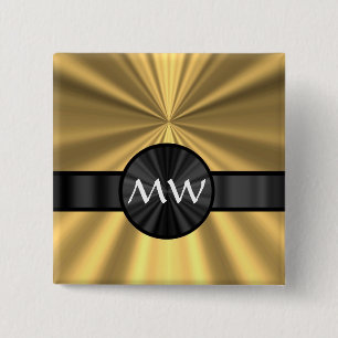 Badge Carré 5 Cm Monogramme or et noir