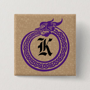 Badge Carré 5 Cm Monogramme personnalisé Style Celtique Ouroboros