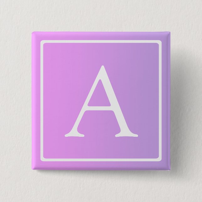 Badge Carré 5 Cm Monogramme simple | Ombre subtil rose/violet (Devant)